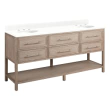 Robertson 72" Double Vanity Cabinet Set with Mahogany Cabinet, Vanity Top and Oval Undermount Sinks - 8" Faucet Holes