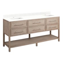 Robertson 72" Double Vanity Cabinet Set with Mahogany Cabinet, Vanity Top and Rectangular Undermount Sinks - Single Faucet Hole
