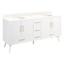 Novak 72" Double Vanity Cabinet Set with Mahogany Cabinet, Vanity Top and Oval Undermount Sinks - 8" Faucet Holes