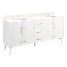 Novak 72" Double Vanity Cabinet Set with Mahogany Cabinet, Vanity Top and Rectangular Undermount Sinks - 8" Faucet Holes