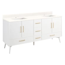 Novak 72" Double Vanity Cabinet Set with Mahogany Cabinet, Vanity Top and Rectangular Undermount Sinks - Single Faucet Hole
