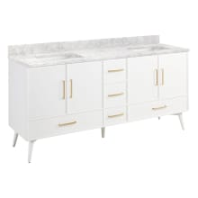 Novak 72" Double Vanity Cabinet Set with Mahogany Cabinet, Vanity Top and Rectangular Undermount Sinks - No Faucet Holes