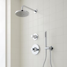 Lentz Pressure Balanced Shower System with Rain Shower Head, Hand Shower, Hose, Valve Trim and Diverter - Rough In Included