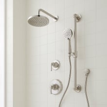 Beasley Pressure Balanced Shower System with Rain Shower Head, Slide Bar, Hand Shower, Hose, Valve Trim and Diverter - Rough In Included