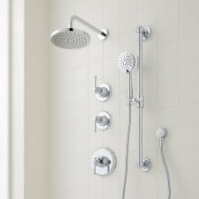 Beasley Thermostatic Shower System with Rain Shower Head, Slide Bar, Hand Shower, Hose, Valve Trim and Diverter - Rough In Included