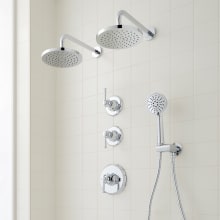Beasley Thermostatic Shower System with Rain Shower Head, Hand Shower, Hose, Valve Trim and Diverter - Rough In Included