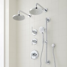 Beasley Thermostatic Shower System with Rain Shower Head, Slide Bar, Hand Shower, Hose, Valve Trim and Diverter - Rough In Included