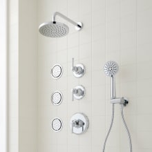 Beasley Thermostatic Shower System with Rain Shower Head, Hand Shower, Hose, 3 Body Sprays, Valve Trim and Diverter - Rough In Included