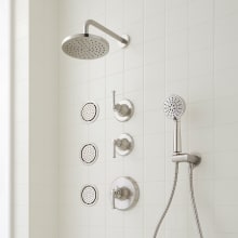 Beasley Thermostatic Shower System with Rain Shower Head, Hand Shower, Hose, 3 Body Sprays, Valve Trim and Diverter - Rough In Included