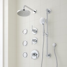 Beasley Thermostatic Shower System with Rain Shower Head, Slide Bar, Hand Shower, Hose, 3 Body Sprays, Valve Trim and Diverter - Rough In Included