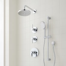 Greyfield Thermostatic Shower System with Shower Head, Slide Bar, Hand Shower, Hose, Valve Trim and Diverter - Rough In Included