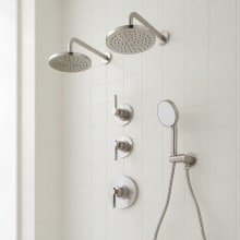 Greyfield Thermostatic Shower System with Dual Shower Heads, Hand Shower, Hose, Valve Trim and Diverter - Rough In Included