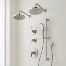 Greyfield Thermostatic Shower System with Dual Shower Heads, Slide Bar, Hand Shower, Hose, Valve Trim and Diverter - Rough In Included