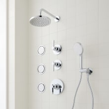 Greyfield Thermostatic Shower System with Shower Head, Hand Shower, Hose, 3 Body Sprays, Valve Trim and Diverter - Rough In Included