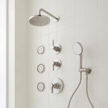 Greyfield Thermostatic Shower System with Shower Head, Hand Shower, Hose, 3 Body Sprays, Valve Trim and Diverter - Rough In Included