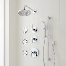 Greyfield Thermostatic Shower System with Shower Head, Slide Bar, Hand Shower, Hose, 3 Body Sprays, Valve Trim and Diverter - Rough In Included
