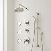 Greyfield Thermostatic Shower System with Shower Head, Slide Bar, Hand Shower, Hose, 3 Body Sprays, Valve Trim and Diverter - Rough In Included