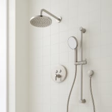 Greyfield Pressure Balanced Shower System with Shower Head, Slide Bar, Hand Shower, Hose and Valve Trim with Diverter - Rough In Included