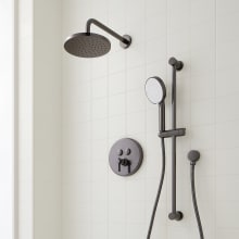 Greyfield Pressure Balanced Shower System with Shower Head, Slide Bar, Hand Shower, Hose and Valve Trim with Diverter - Rough In Included