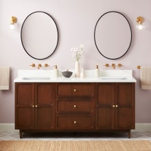 Delavan 72" Freestanding Mahogany Double Basin Vanity Set with Cabinet, Vanity Top, and Rectangular Undermount Sinks - No Faucet Holes