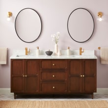 Delavan 72" Freestanding Mahogany Double Basin Vanity Set with Cabinet, Vanity Top, and Rectangular Undermount Sinks - Single Faucet Holes