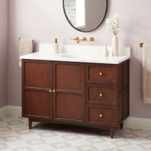 Delavan 48" Freestanding Mahogany Single Basin Vanity Set with Cabinet, Vanity Top, and Oval Undermount Sink - No Faucet Holes