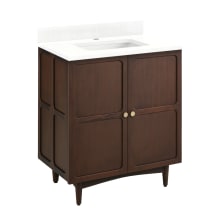 Delavan 30" Freestanding Mahogany Single Basin Vanity Set with Cabinet, Vanity Top, and Rectangular Undermount Sink - Single Faucet Hole