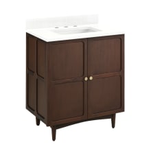 Delavan 30" Freestanding Mahogany Single Basin Vanity Set with Cabinet, Vanity Top, and Rectangular Undermount Sink - 8" Faucet Holes