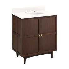 Delavan 30" Freestanding Mahogany Single Basin Vanity Set with Cabinet, Vanity Top, and Oval Undermount Sink - 8" Faucet Holes