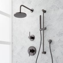Lexia Pressure Balanced Shower System with Rain Shower Head, Slide Bar, Hand Shower, Hose, Valve Trim and Diverter - Rough In Included