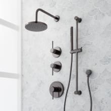 Lexia Thermostatic Shower System with Rain Shower Head, Slide Bar, Hand Shower, Hose, Valve Trim and Diverter - Rough In Included