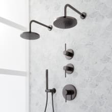 Lexia Thermostatic Shower System with Dual Rain Shower Head, Hand Shower, Hose, Valve Trim and Diverter - Rough In Included