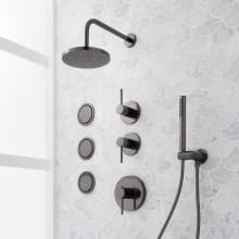 Lexia Thermostatic Shower System with Rain Shower Head, Hand Shower, Hose, 3 Bodysprays, Valve Trim and Diverter - Rough In Included