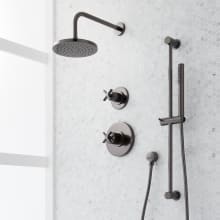 Vassor Shower System with Rain Shower Head, Slide Bar, Hand Shower, Hose, Valve Trim and Diverter - Rough In Included