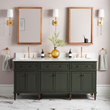 Elmdale 72" Freestanding Mahogany Double Basin Vanity Set with Cabinet, Vanity Top, and Oval Undermount Sink - 8" Faucet Holes