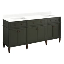 Elmdale 72" Freestanding Mahogany Double Basin Vanity Set with Cabinet, Vanity Top, and Rectangular Undermount Sink - No Faucet Holes