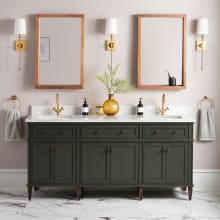 Elmdale 72" Freestanding Mahogany Double Basin Vanity Set with Cabinet, Vanity Top, and Rectangular Undermount Sink - Single Faucet Holes