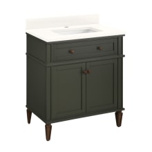 Elmdale 30" Freestanding Mahogany Single Basin Vanity Set with Cabinet, Vanity Top, and Rectangular Undermount Sink - Single Faucet Hole