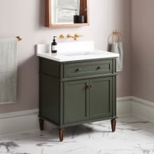 Elmdale 30" Freestanding Mahogany Single Basin Vanity Set with Cabinet, Vanity Top, and Rectangular Undermount Sink - No Faucet Holes