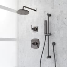 Sefina Pressure Balanced Shower System with Rain Shower Head, Slide Bar, Hand Shower, Hose, Valve Trim and Diverter - Rough In Included