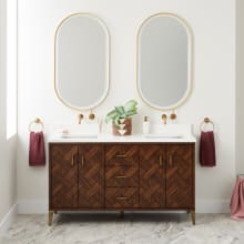 Patzi 60" Free Standing Double Basin Vanity Set with Cabinet and Vanity Top - No Faucet Centers