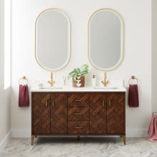 Patzi 60" Free Standing Double Basin Vanity Set with Cabinet and Vanity Top - 1 Faucet Center