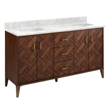 Patzi 60" Free Standing Double Basin Vanity Set with Cabinet and Vanity Top - No Faucet Centers