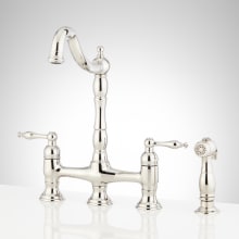 Delacour 1.75 GPM Double Handle Bridge Kitchen Faucet with Side Spray