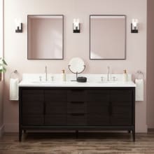 Aliso 72" Freestanding Teak Double Basin Vanity Set with Cabinet, Vanity Top, and Oval Undermount Sinks - 8" Faucet Holes