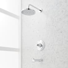 Elita Pressure Balanced Tub and Shower Trim Package with Rain Shower Head, Lever Handle, and Tub Spout - Rough In Included