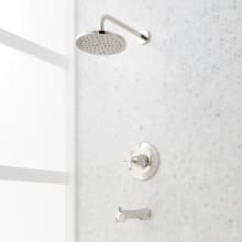 Elita Pressure Balanced Tub and Shower Trim Package with Rain Shower Head, Cross Handle, and Tub Spout - Rough In Included