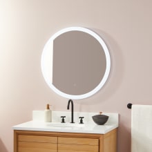 Opalo 29-15/16" Diameter Modern Circular Frameless Bathroom Wall Mirror