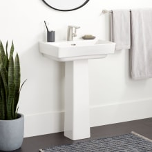 Pentero 23" Fireclay Pedestal Bathroom Sink Only with Single Faucet Hole