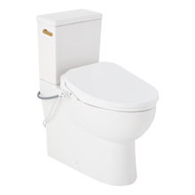 Lavrik 1.28 GPF Skirted Two Piece Elongated Toilet with Reversible Trip Lever - ADA Compliant - Bidet Seat Included